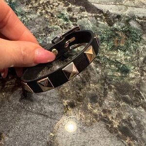 Park Lane Black Studded Leather Bracelet